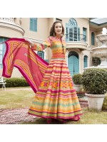 Classy Multicolor Killer Silk Digital Patola Print Party Wear Readymade Gown