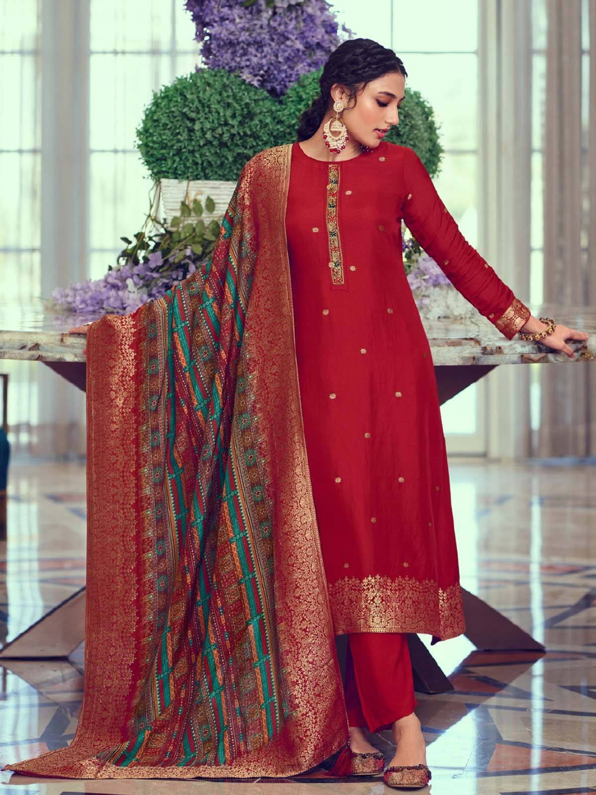 Red - Net - Salwar Kameez: Buy Designer Indian Suits for Women Online |  Utsav Fashion