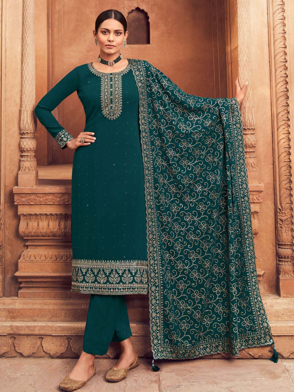 Buy Handmade Designer Patiala Punjabi Green Salwar Kameez Suit Custom Made  for Womens and Girls Online in India - Etsy