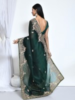 Peacock Green Organza Silk Designer Saree